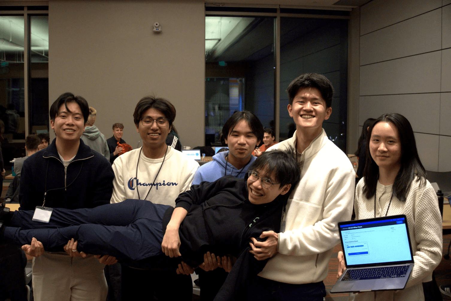 A team having fun at a JumboCode hack night